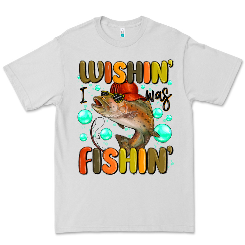 Wishing I Was Fishing Premium Tee by MaliasSmallBusiness | Teevron