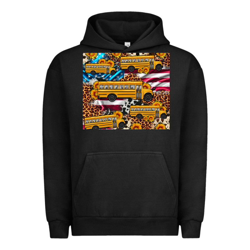 School Bus American Flag Sunflower Cowhide Leopard Urban Hoodie by Artiststas | Teevron