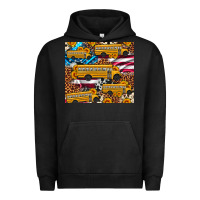 Pigment Black school bus American flag sunflower cowhide leopard Urban Hoodie - Artiststas