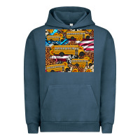 Pigment Midnight Navy school bus American flag sunflower cowhide leopard Urban Hoodie - Artiststas
