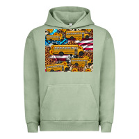 Pigment Oil Green school bus American flag sunflower cowhide leopard Urban Hoodie - Artiststas
