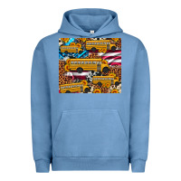 Pigment Pebble Blue school bus American flag sunflower cowhide leopard Urban Hoodie - Artiststas