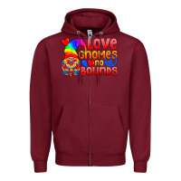 Burgundy Love Gnomes No Bounds Zipper Hoodie - BundleAndBundleShop