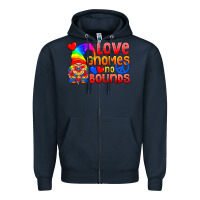 Navy Love Gnomes No Bounds Zipper Hoodie - BundleAndBundleShop