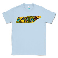 Dusty Blue Western Tenessee Map Sunflower Pattern Classic Tee - Bettercallsaul