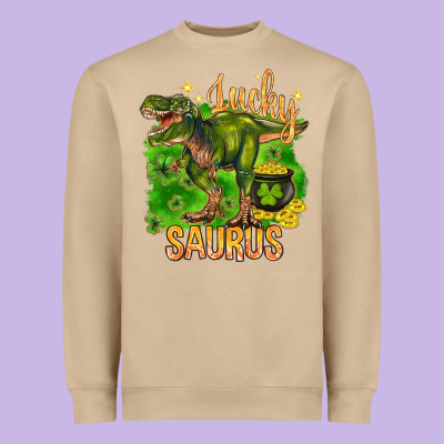 St. Patrick's Day Lucky Saurus Heavyweight Sweatshirt Designed By Howdyjamesfarm