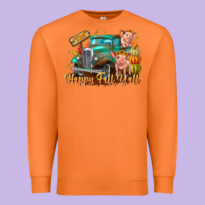 Farm Happy Fall Y'all Premium Sweatshirt Designed By Cowhidedigitalart