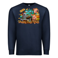 Navy Farm Happy Fall Y'all Premium Sweatshirt - CowhideDigitalArt