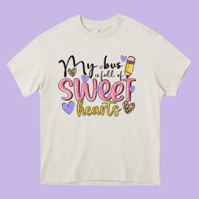 My Bus Full Of Sweet Hearts Heavy Core Tee Designed By Maliassmallbusiness
