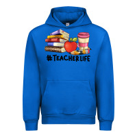 Cobalt teacher life with books  pen and coffee Urban Hoodie - Artiststas