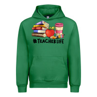 Emerald teacher life with books  pen and coffee Urban Hoodie - Artiststas
