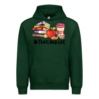 Forest Green teacher life with books  pen and coffee Urban Hoodie - Artiststas