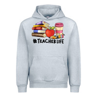 Heather Grey teacher life with books  pen and coffee Urban Hoodie - Artiststas