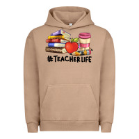 Pigment Burro teacher life with books  pen and coffee Urban Hoodie - Artiststas