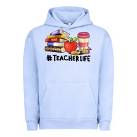 Pigment Grape Ice teacher life with books  pen and coffee Urban Hoodie - Artiststas