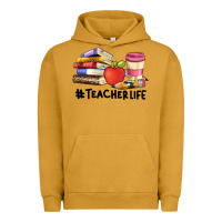 Pigment Peanut Butter teacher life with books  pen and coffee Urban Hoodie - Artiststas