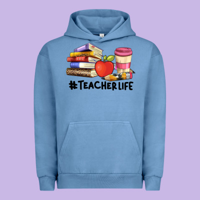 Teacher Life With Books  Pen And Coffee Urban Hoodie Designed By Artiststas