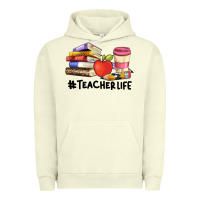 Pigment Pistachio teacher life with books  pen and coffee Urban Hoodie - Artiststas