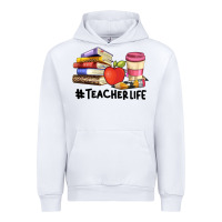 White teacher life with books  pen and coffee Urban Hoodie - Artiststas