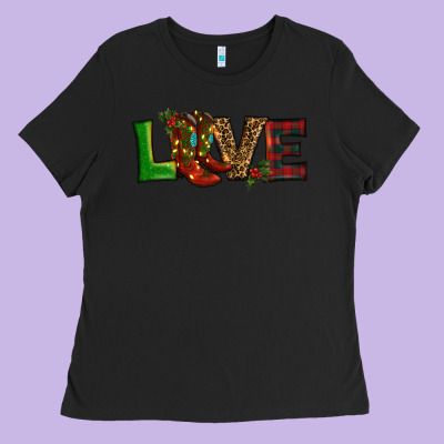 Christmas Boots Love Ladies Tee Designed By Ranaportraitstore