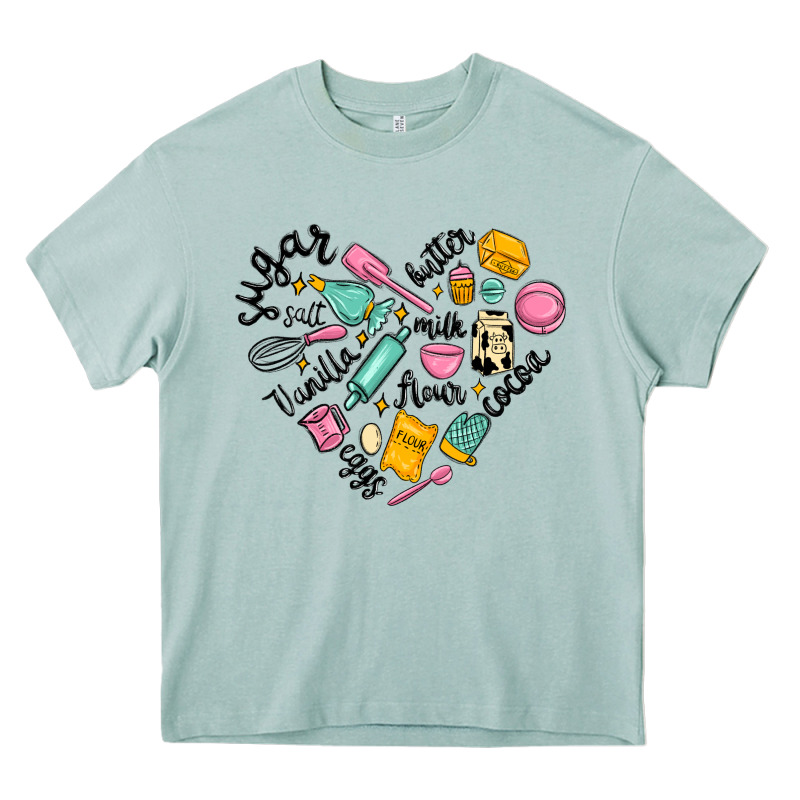 Vanilla Eggs Sugar Cocoa And Kitchen Heart Heavy Core Tee by MaliasSmallBusiness | Teevron