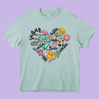 Vanilla Eggs Sugar Cocoa And Kitchen Heart Heavy Core Tee Designed By Maliassmallbusiness