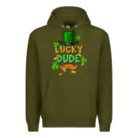 Army Green lucky dude St. Patricks Day Premium Hoodie - FaDigitalArtStudio