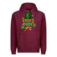 Burgundy lucky dude St. Patricks Day Premium Hoodie - FaDigitalArtStudio