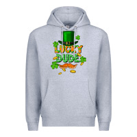 Heather Grey lucky dude St. Patricks Day Premium Hoodie - FaDigitalArtStudio