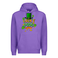 Purple lucky dude St. Patricks Day Premium Hoodie - FaDigitalArtStudio