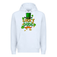 White lucky dude St. Patricks Day Premium Hoodie - FaDigitalArtStudio