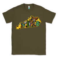Army Green Kentucky Map Western Sunflower Pattern Classic Tee - Bettercallsaul