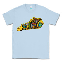 Dusty Blue Kentucky Map Western Sunflower Pattern Classic Tee - Bettercallsaul