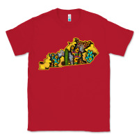 Red Kentucky Map Western Sunflower Pattern Classic Tee - Bettercallsaul
