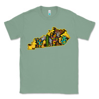 Sage Kentucky Map Western Sunflower Pattern Classic Tee - Bettercallsaul