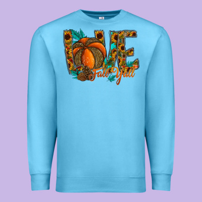 Love Fall Y'all Premium Sweatshirt Designed By Cowhidedigitalart