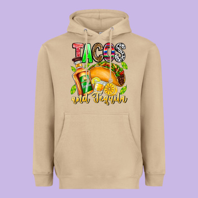 Tacos And Tequila Heavyweight Hoodie Designed By Cowhidedigitalart