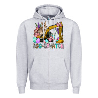 Heather Grey Egg Cavator Easter Zipper Hoodie - BundleAndBundleShop