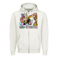 Oatmeal Heather Egg Cavator Easter Zipper Hoodie - BundleAndBundleShop