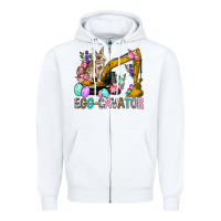 White Egg Cavator Easter Zipper Hoodie - BundleAndBundleShop