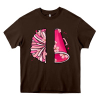 Chocolate Brown custom name cheerleader with megaphone Heavy Core Tee - MaliasSmallBusiness