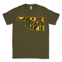 Army Green Western Oklahoma Map Sunflower Pattern Classic Tee - Bettercallsaul
