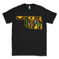 Black Western Oklahoma Map Sunflower Pattern Classic Tee - Bettercallsaul