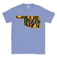 Colony Blue Western Oklahoma Map Sunflower Pattern Classic Tee - Bettercallsaul