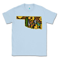 Dusty Blue Western Oklahoma Map Sunflower Pattern Classic Tee - Bettercallsaul