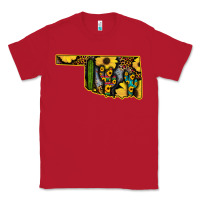Red Western Oklahoma Map Sunflower Pattern Classic Tee - Bettercallsaul