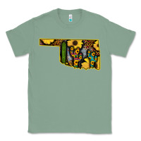Sage Western Oklahoma Map Sunflower Pattern Classic Tee - Bettercallsaul