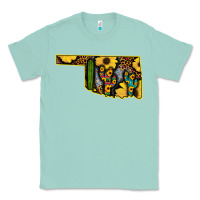 Seafoam Western Oklahoma Map Sunflower Pattern Classic Tee - Bettercallsaul
