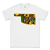 White Western Oklahoma Map Sunflower Pattern Classic Tee - Bettercallsaul