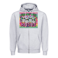Heather Grey chilling with my peeps Zipper Hoodie - FaDigitalArtStudio